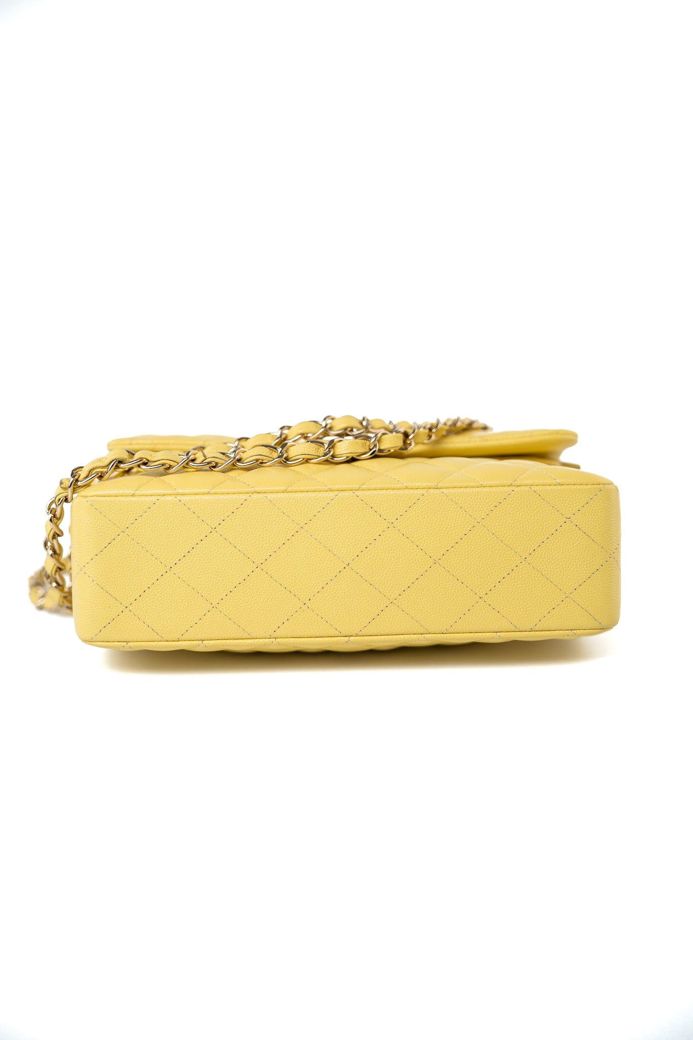 21P Yellow Caviar Quilted Classic Flap Small Light Gold Hardware