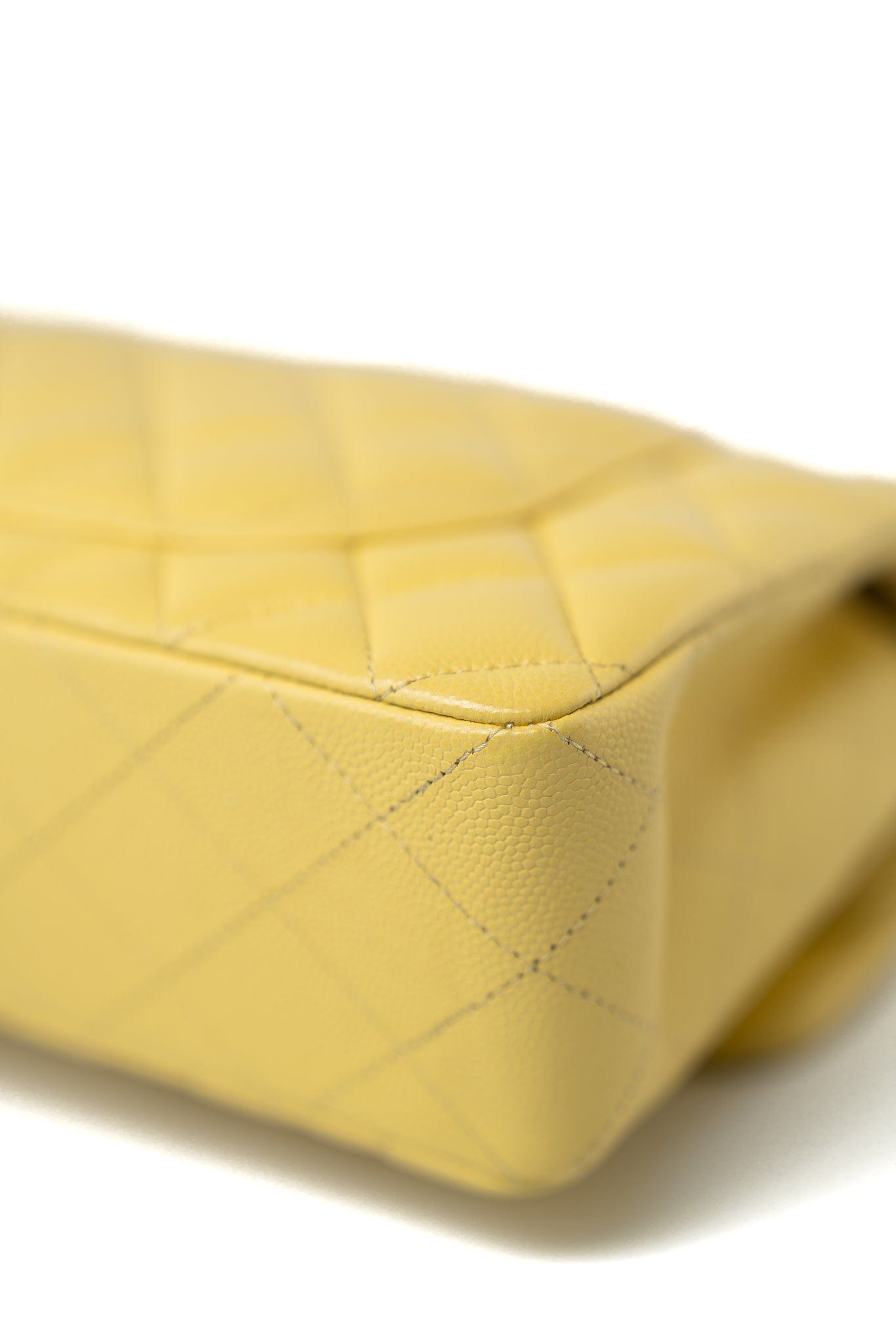21P Yellow Caviar Quilted Classic Flap Small Light Gold Hardware