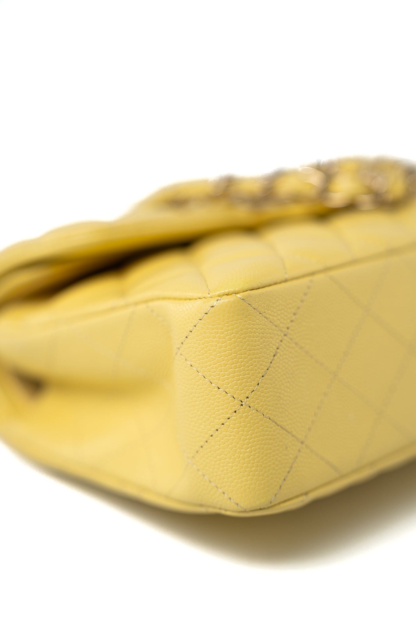 21P Yellow Caviar Quilted Classic Flap Small Light Gold Hardware