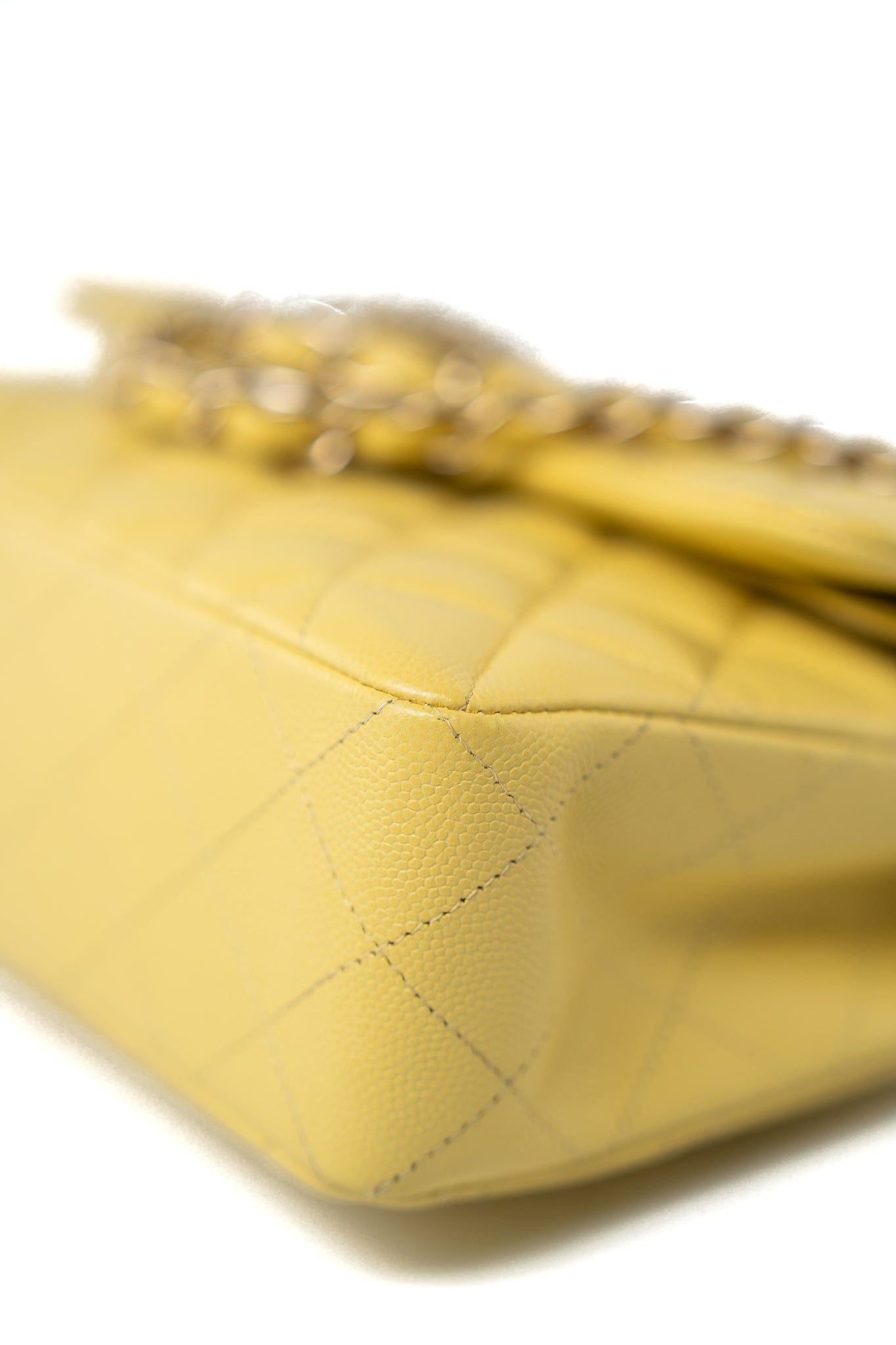 21P Yellow Caviar Quilted Classic Flap Small Light Gold Hardware