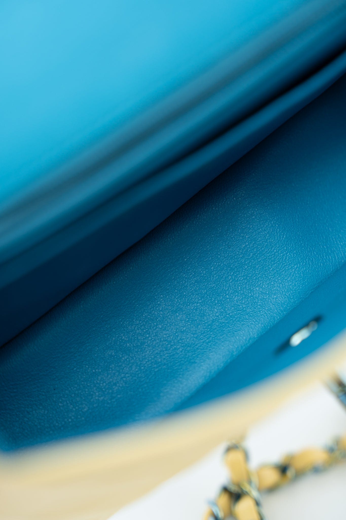 21P Yellow Lambskin Quilted Mini Rectangular Single Flap Blue Interior / Rainbow Hardware