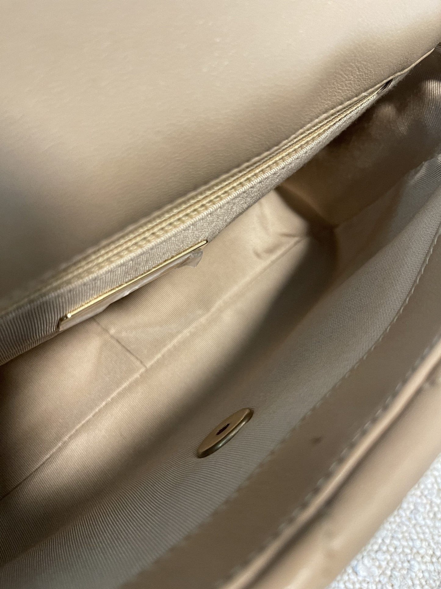 21S Beige Lambskin Quilted 19 Flap Small Mixed Hardware