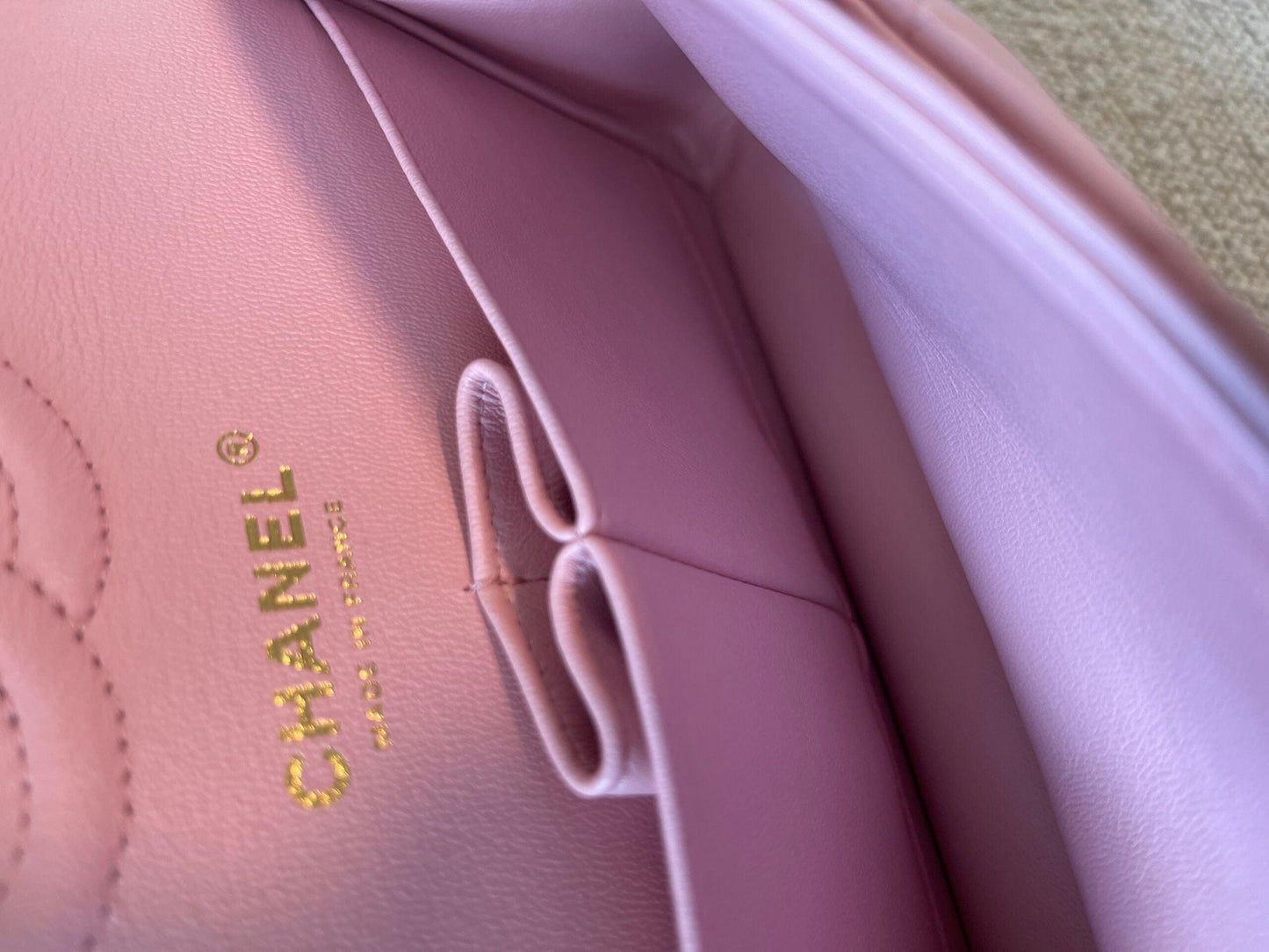 21S Light Pink Lambskin Quilted Classic Flap Small