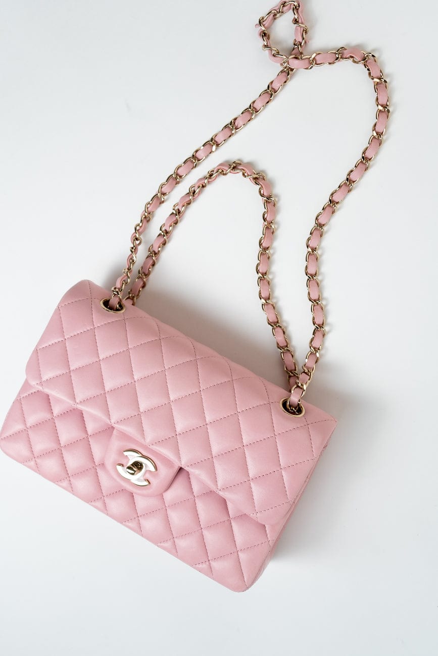 21S Light Pink Lambskin Quilted Classic Flap Small