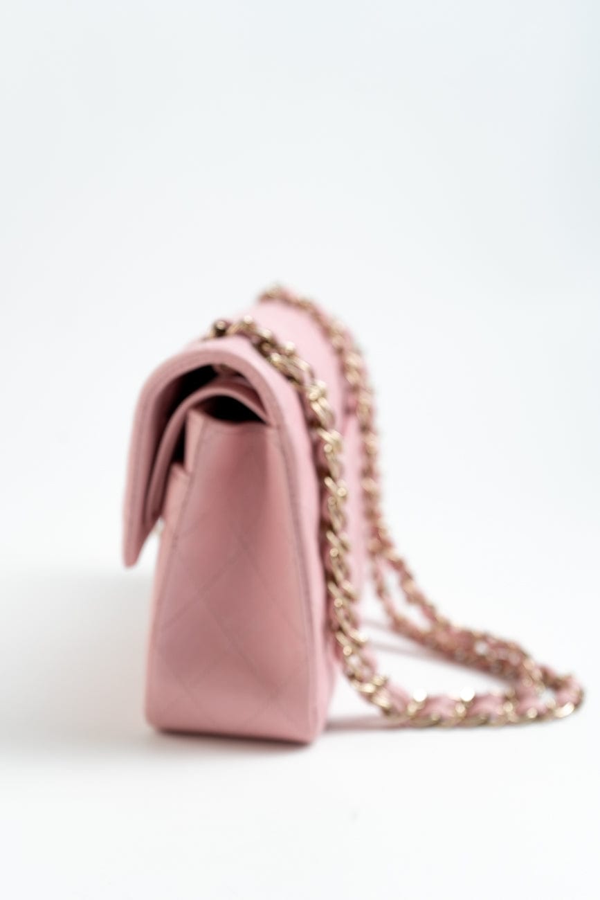 21S Light Pink Lambskin Quilted Classic Flap Small