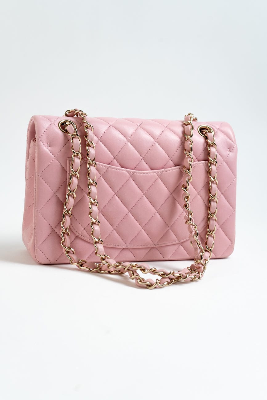 21S Light Pink Lambskin Quilted Classic Flap Small