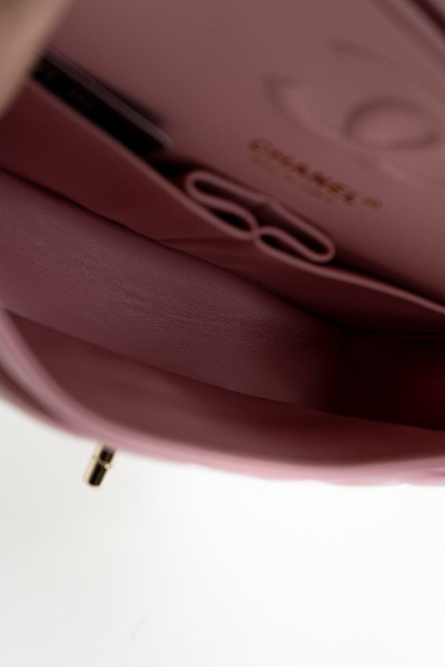 21S Light Pink Lambskin Quilted Classic Flap Small