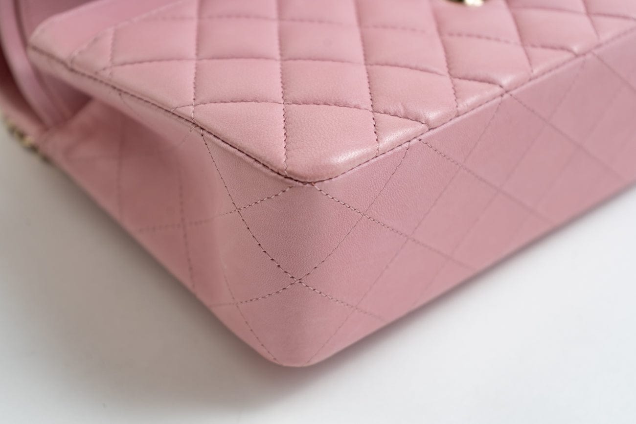21S Light Pink Lambskin Quilted Classic Flap Small