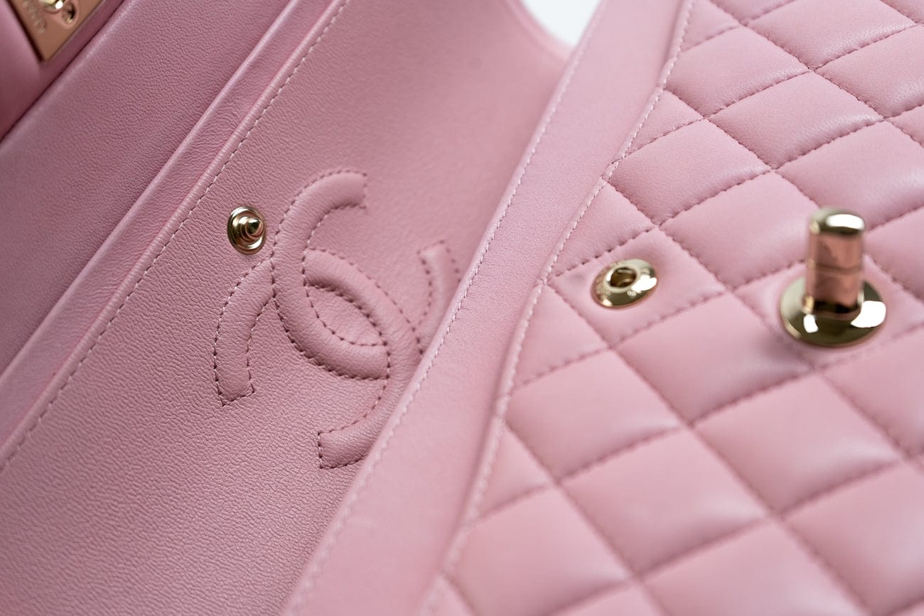 21S Light Pink Lambskin Quilted Classic Flap Small