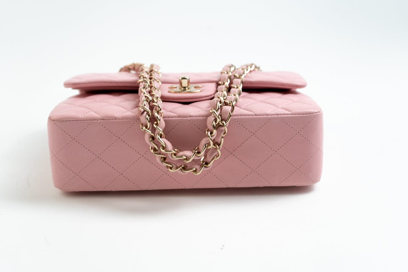 21S Light Pink Lambskin Quilted Classic Flap Small