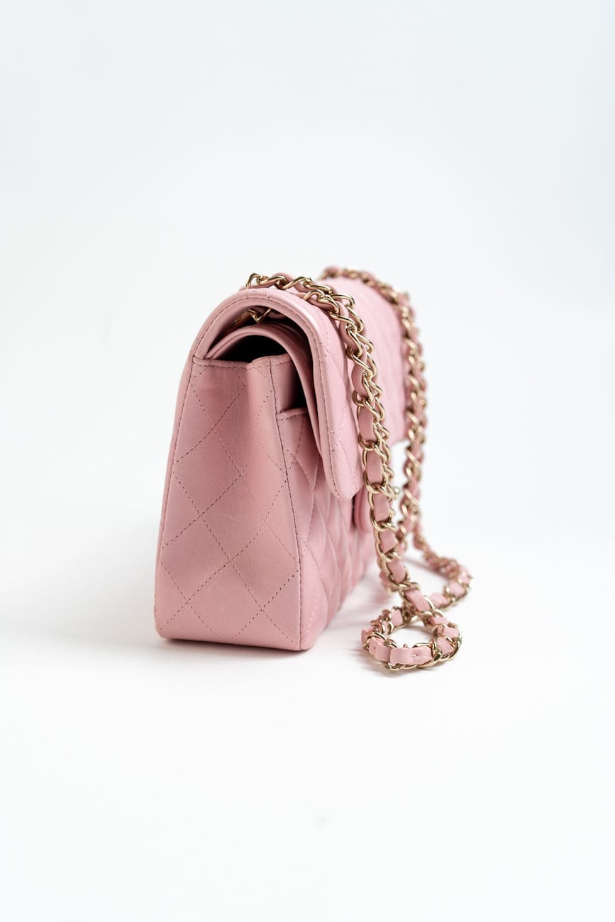 21S Light Pink Lambskin Quilted Classic Flap Small