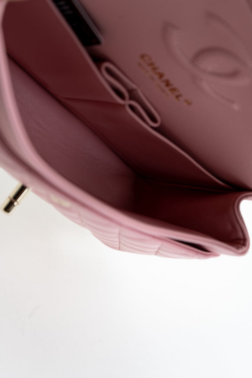 21S Light Pink Lambskin Quilted Classic Flap Small