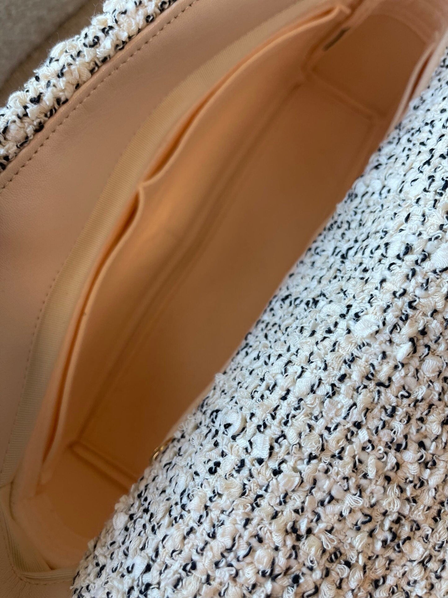 21S Oreo Tweed Quilted 19 Flap Large  Mixed Hardware