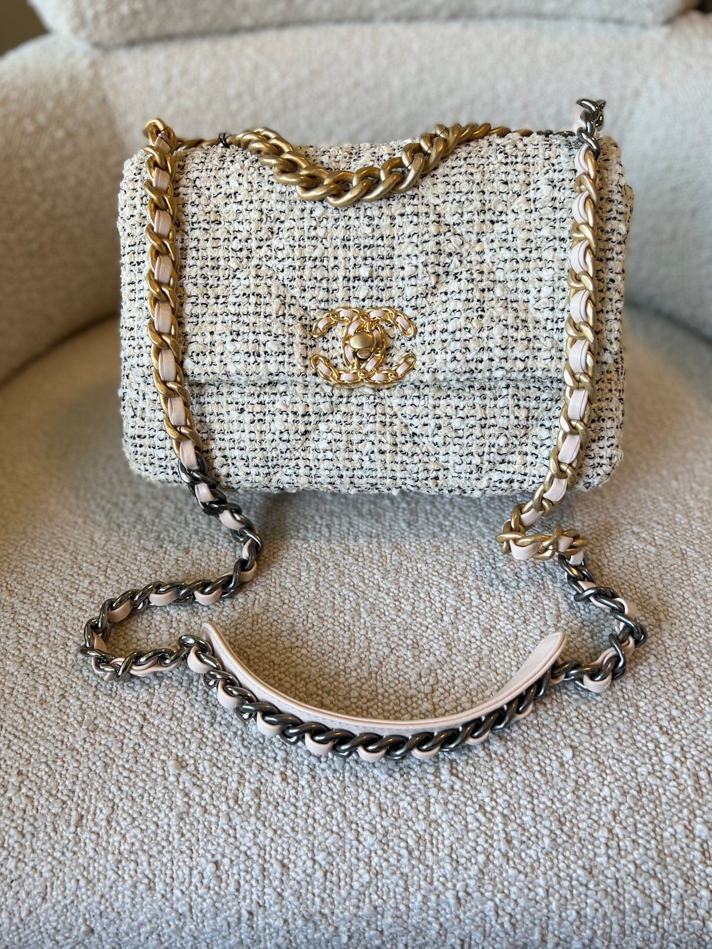 21S Oreo Tweed Quilted 19 Flap Small Mixed Hardware