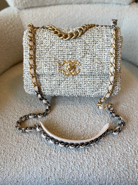 21S Oreo Tweed Quilted 19 Flap Small Mixed Hardware