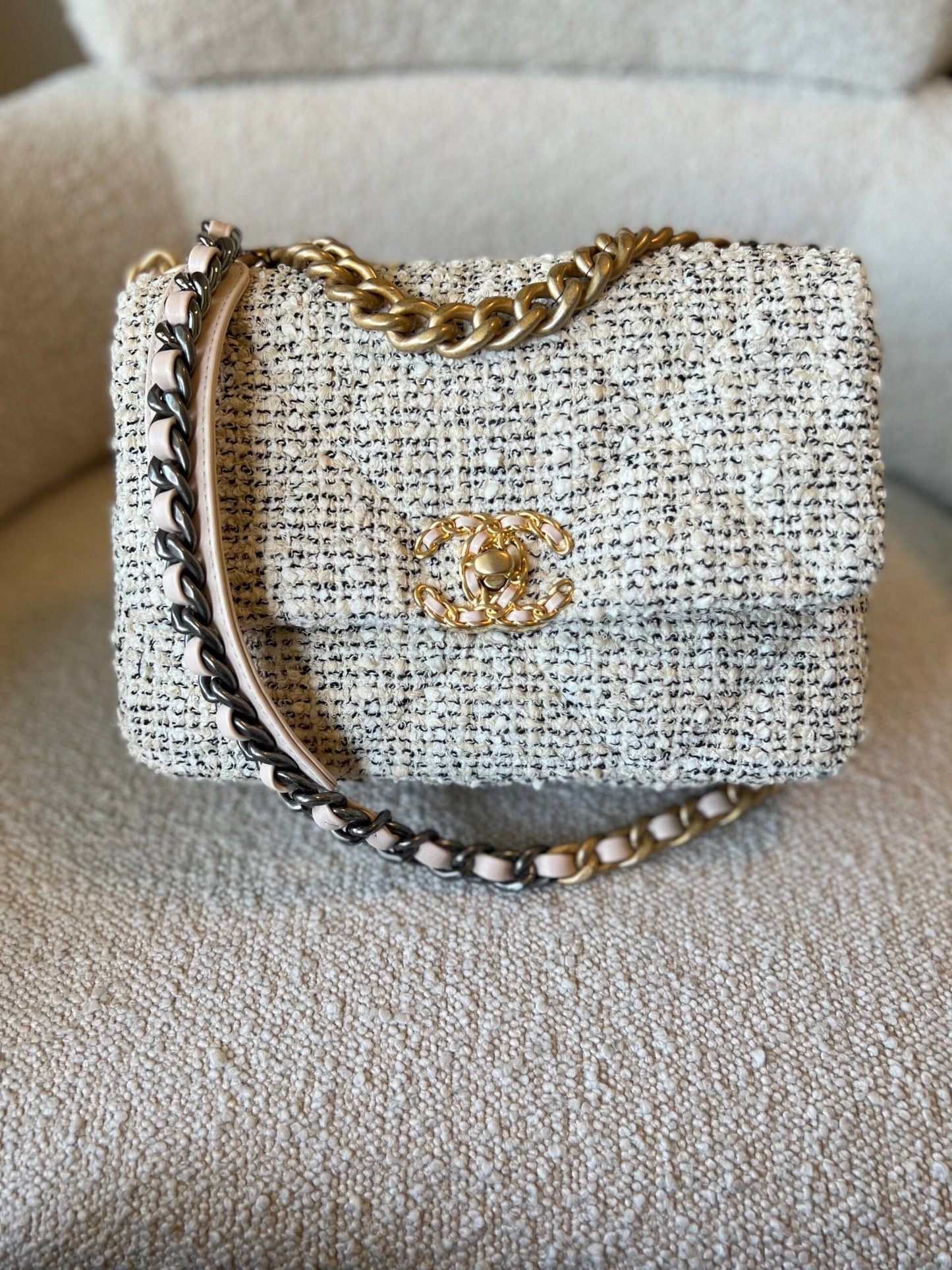 21S Oreo Tweed Quilted 19 Flap Small Mixed Hardware