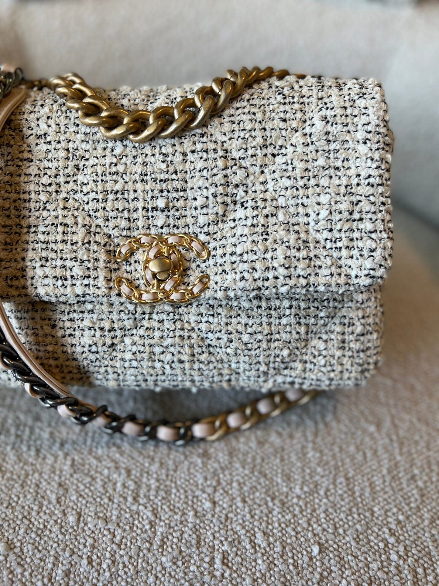 21S Oreo Tweed Quilted 19 Flap Small Mixed Hardware