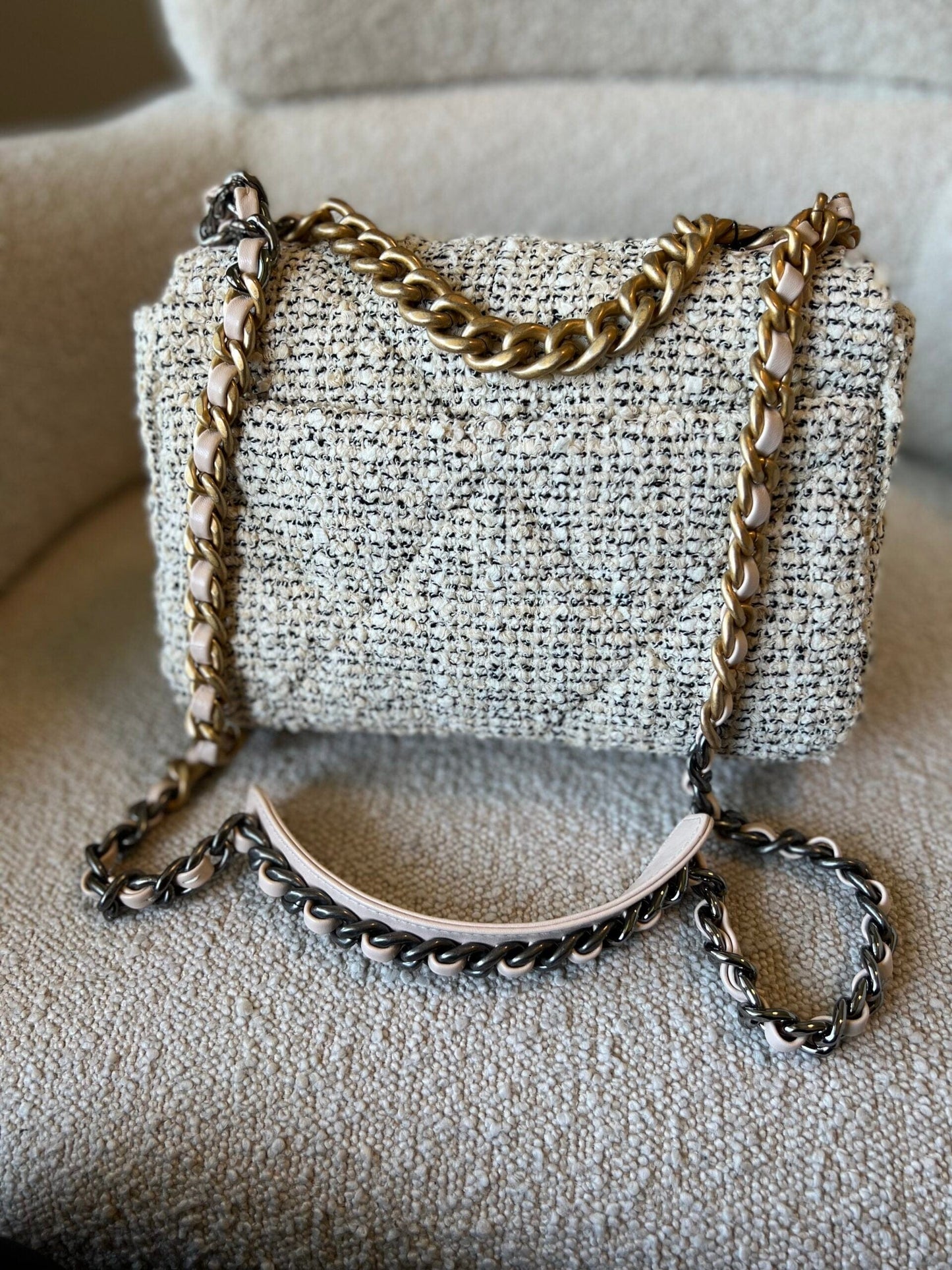 21S Oreo Tweed Quilted 19 Flap Small Mixed Hardware