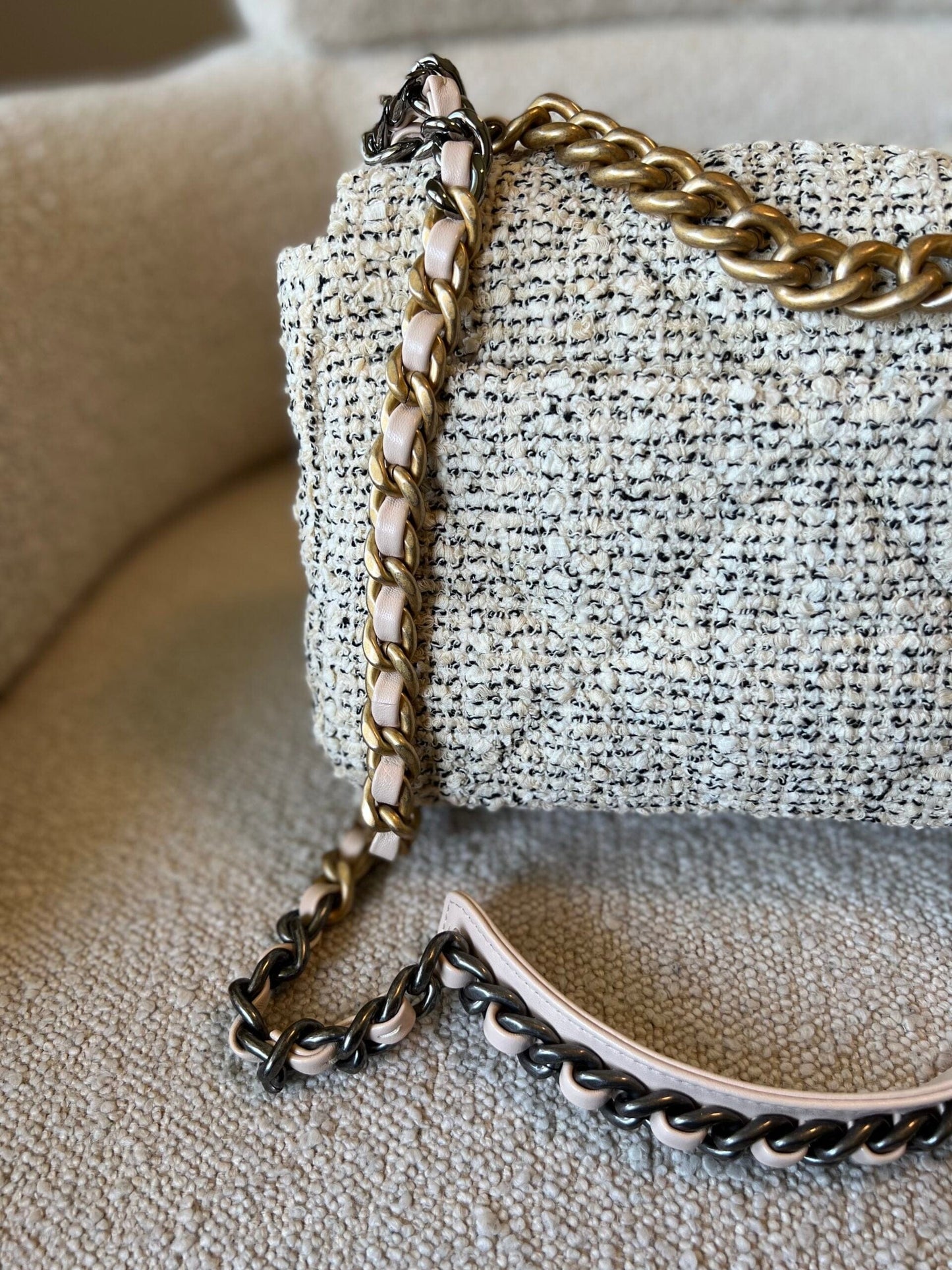 21S Oreo Tweed Quilted 19 Flap Small Mixed Hardware