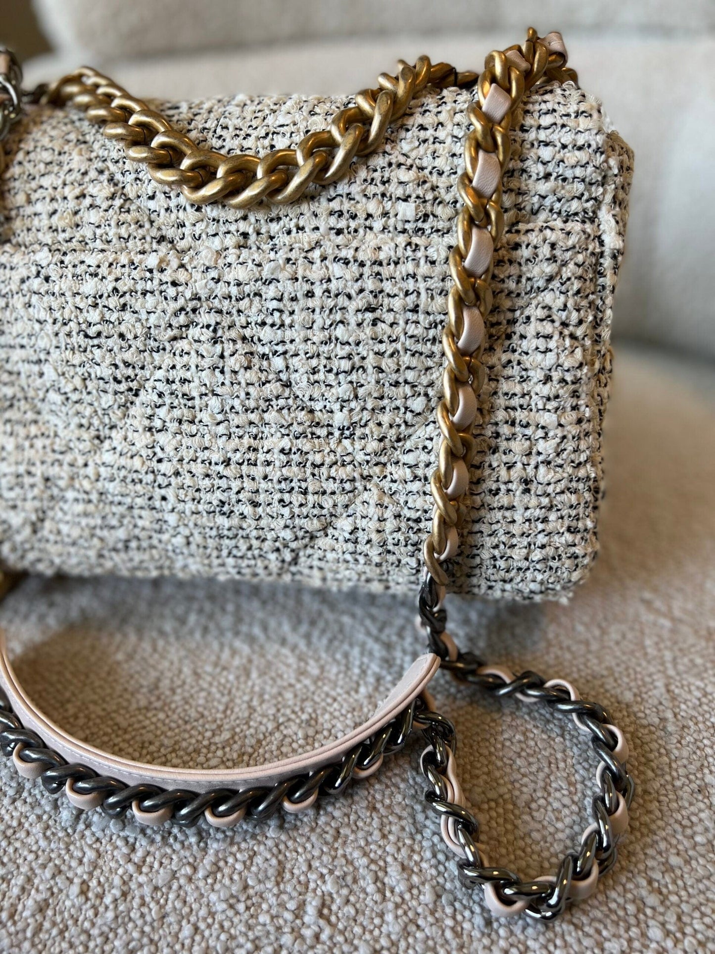 21S Oreo Tweed Quilted 19 Flap Small Mixed Hardware