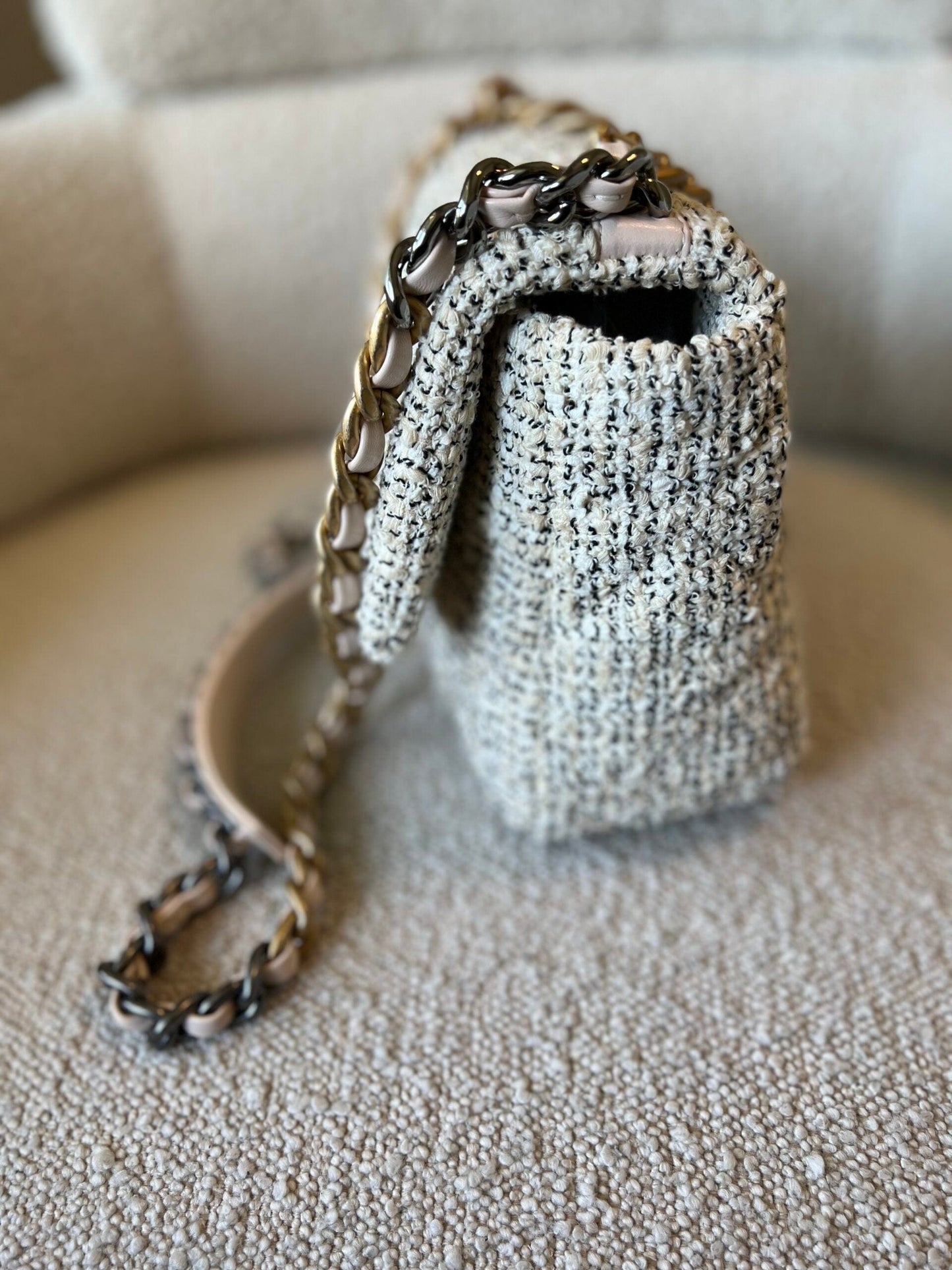 21S Oreo Tweed Quilted 19 Flap Small Mixed Hardware