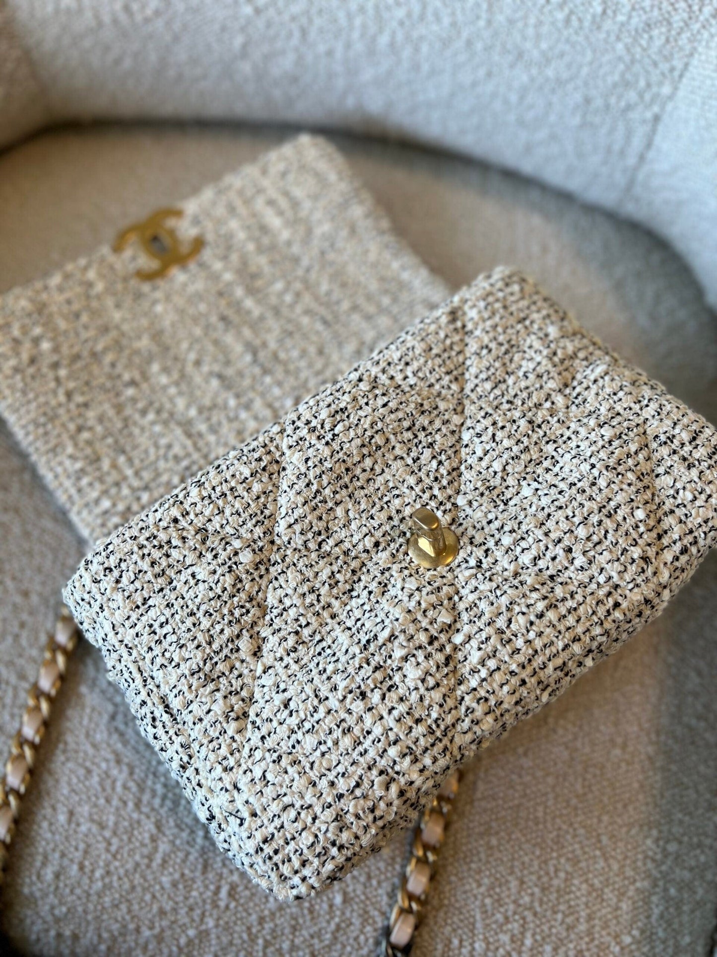 21S Oreo Tweed Quilted 19 Flap Small Mixed Hardware