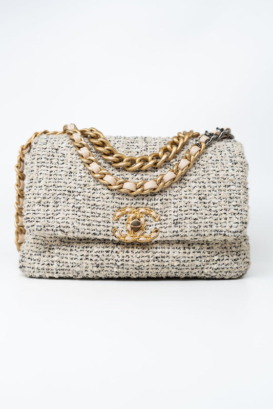 21S Oreo Tweed Quilted 19 Flap Small Mixed Hardware