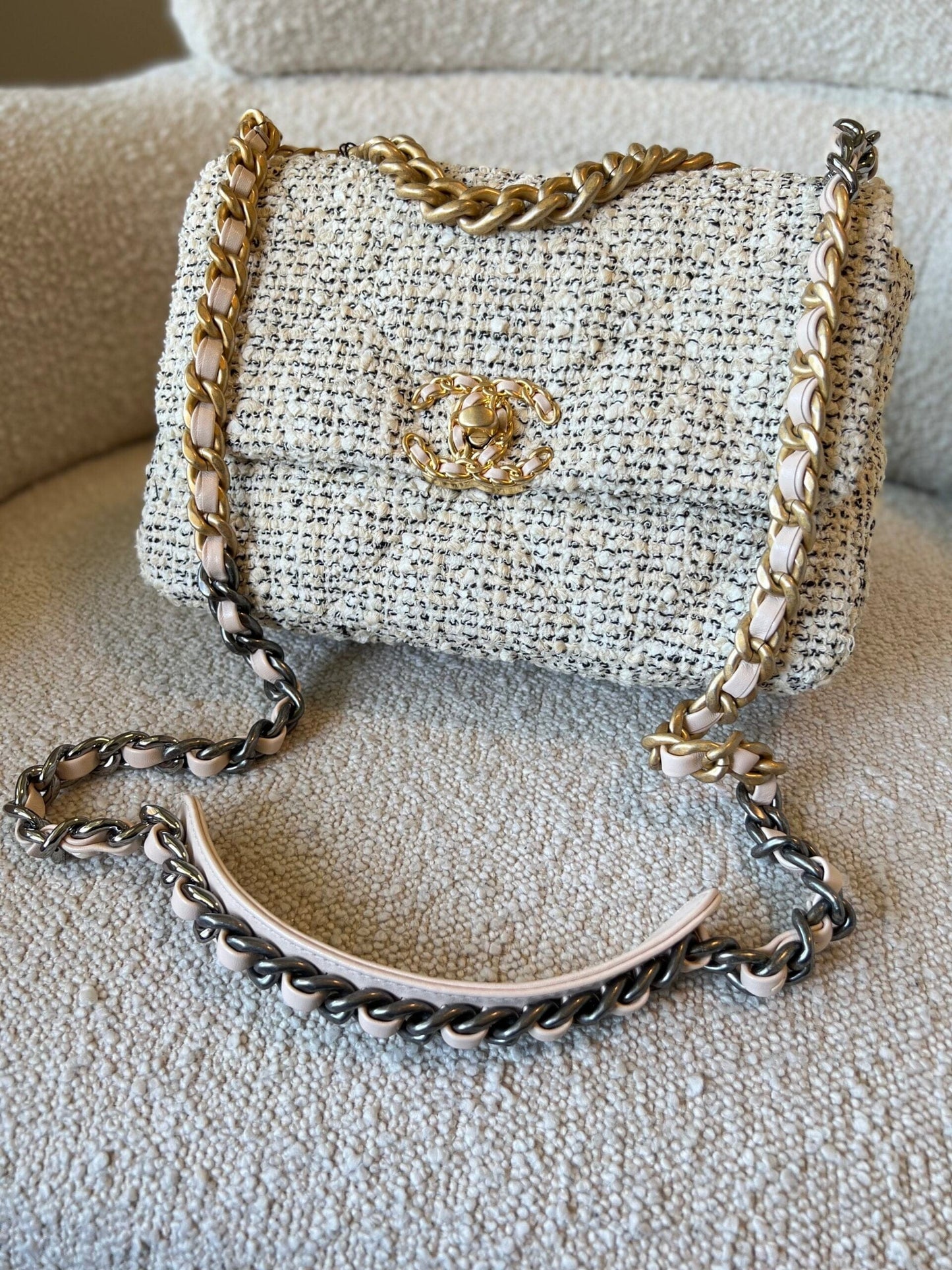 21S Oreo Tweed Quilted 19 Flap Small Mixed Hardware