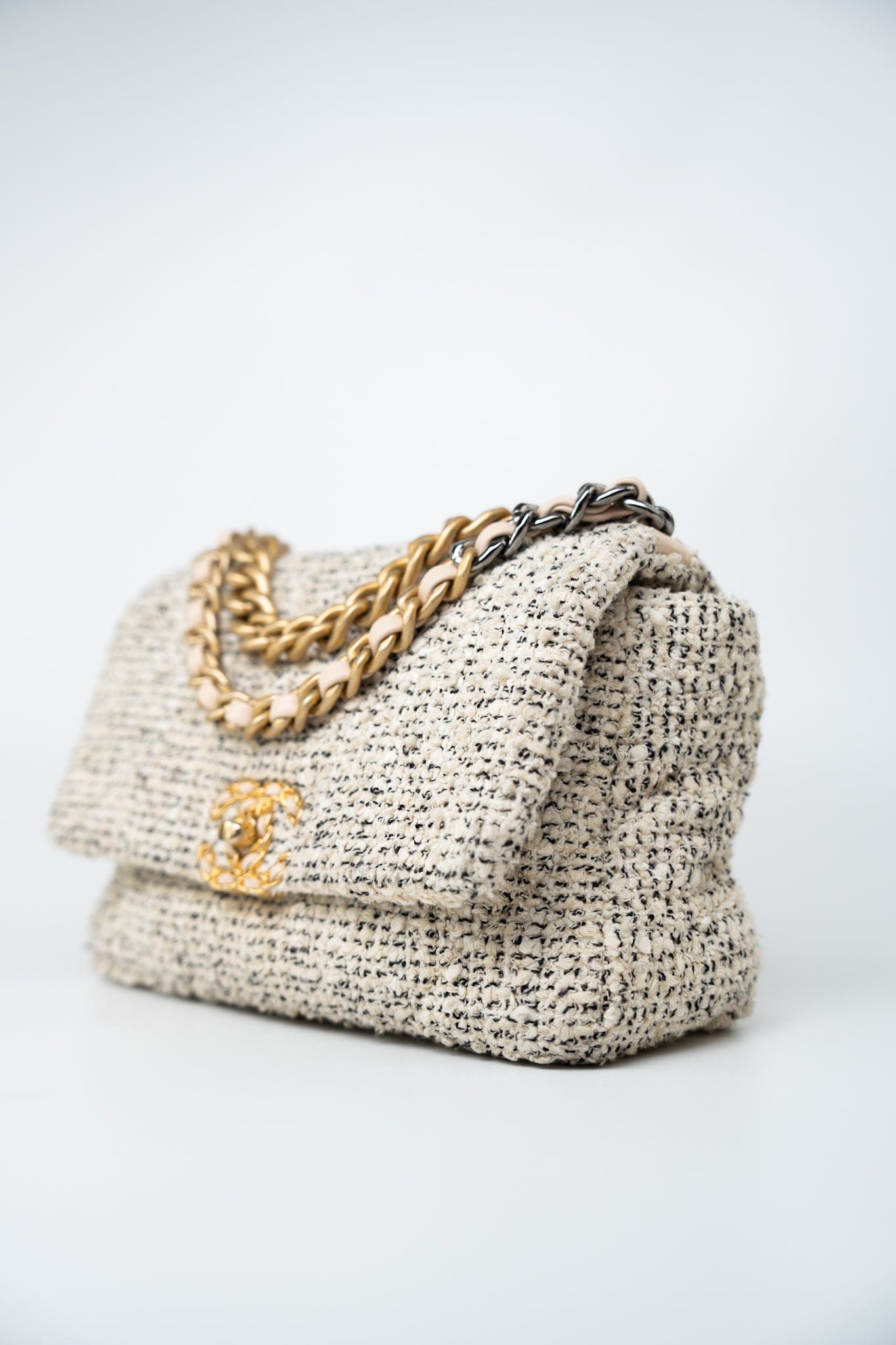 21S Oreo Tweed Quilted 19 Flap Small Mixed Hardware