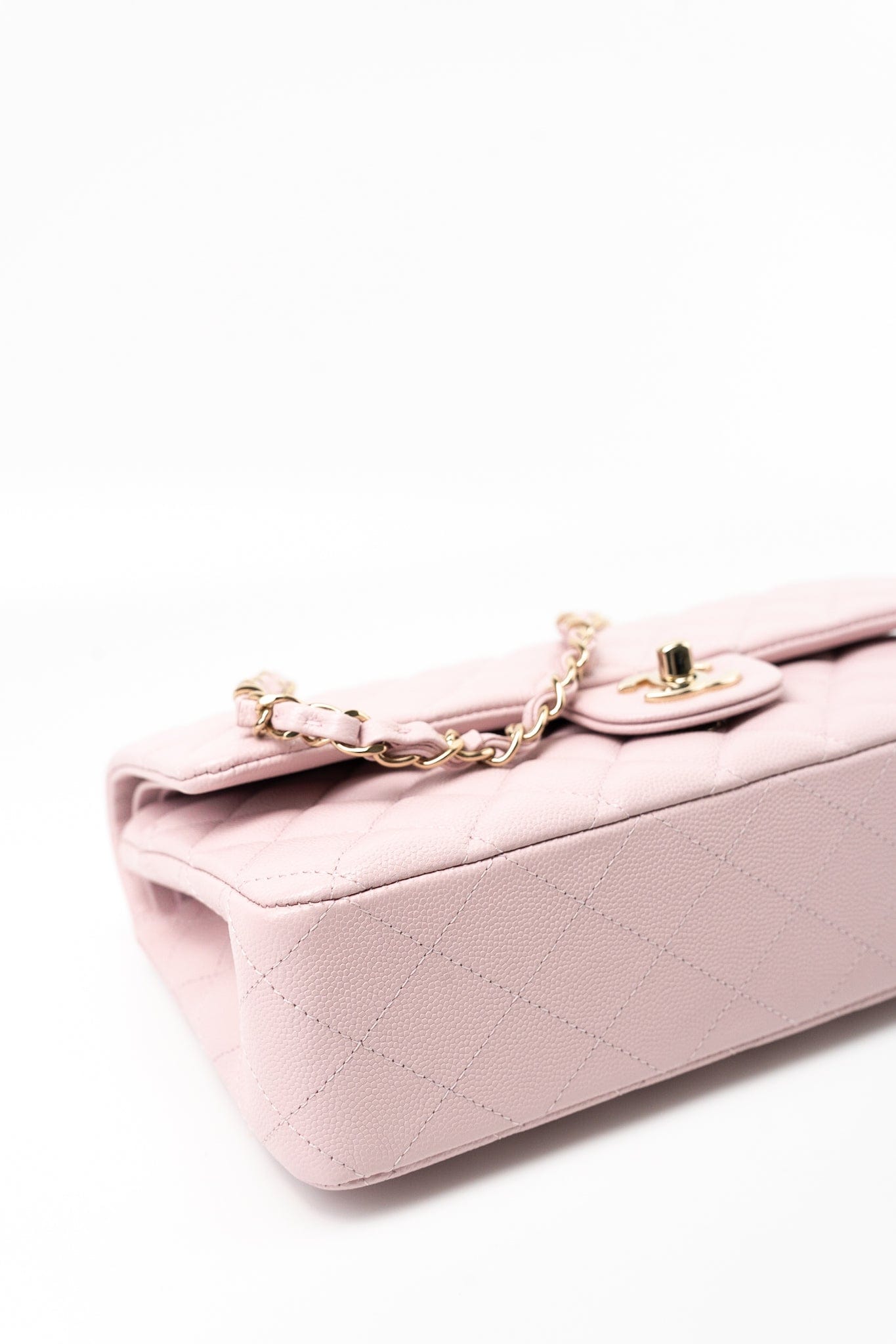 21S Pink Clair Caviar Classic Flap Quilted Medium LGHW