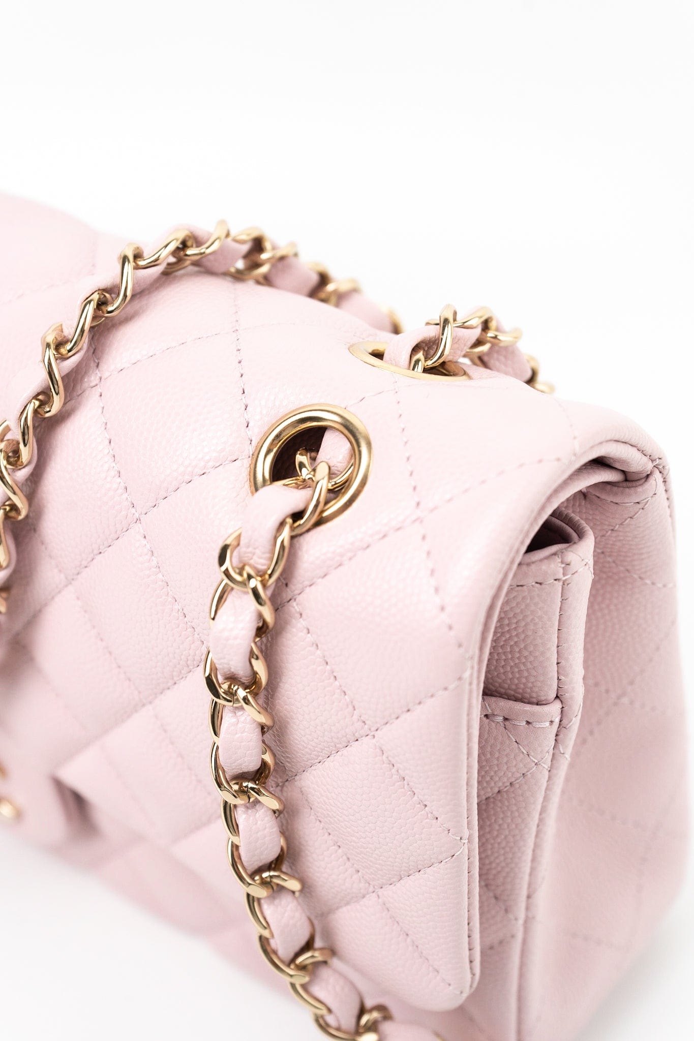 21S Pink Clair Caviar Classic Flap Quilted Medium LGHW