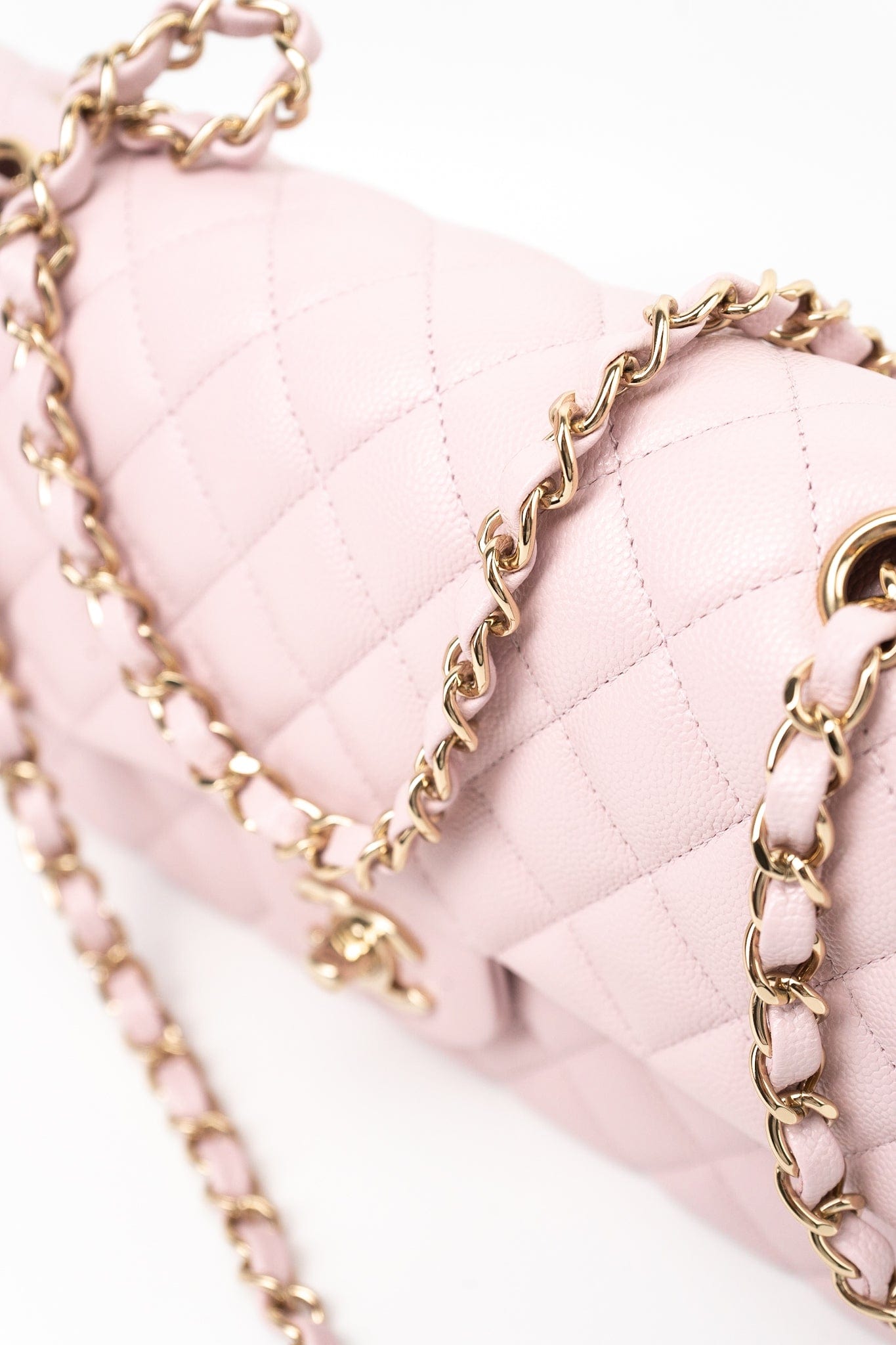 21S Pink Clair Caviar Classic Flap Quilted Medium LGHW