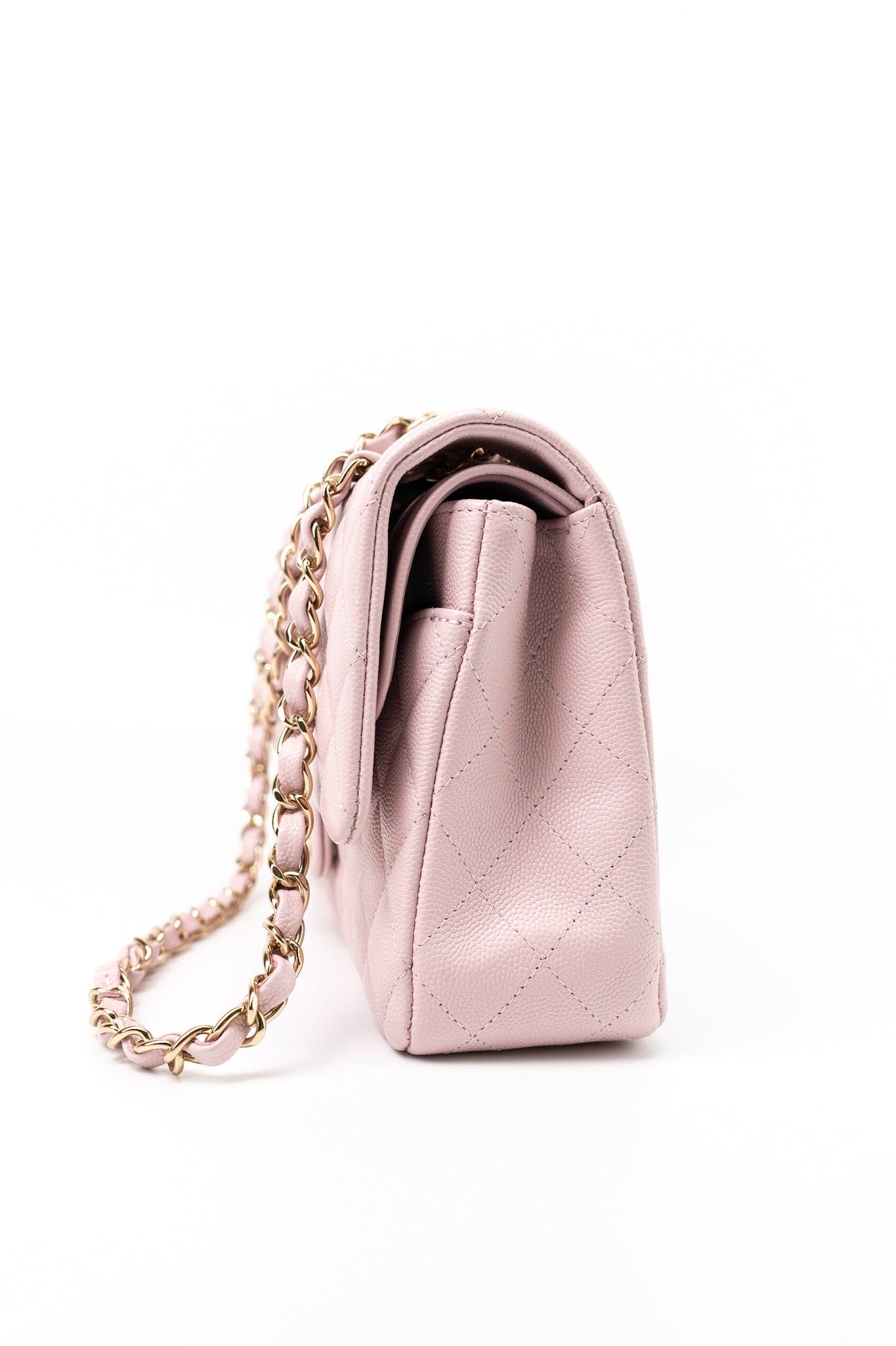 21S Pink Clair Caviar Classic Flap Quilted Medium LGHW