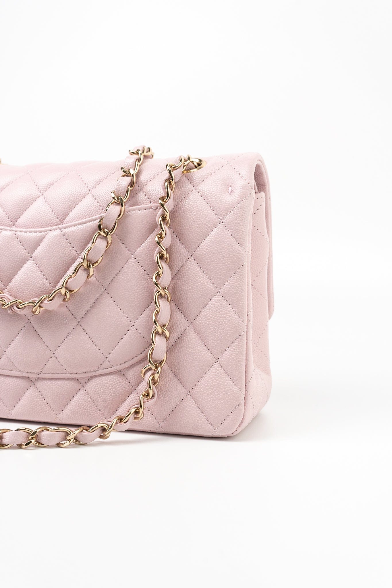 21S Pink Clair Caviar Classic Flap Quilted Medium LGHW