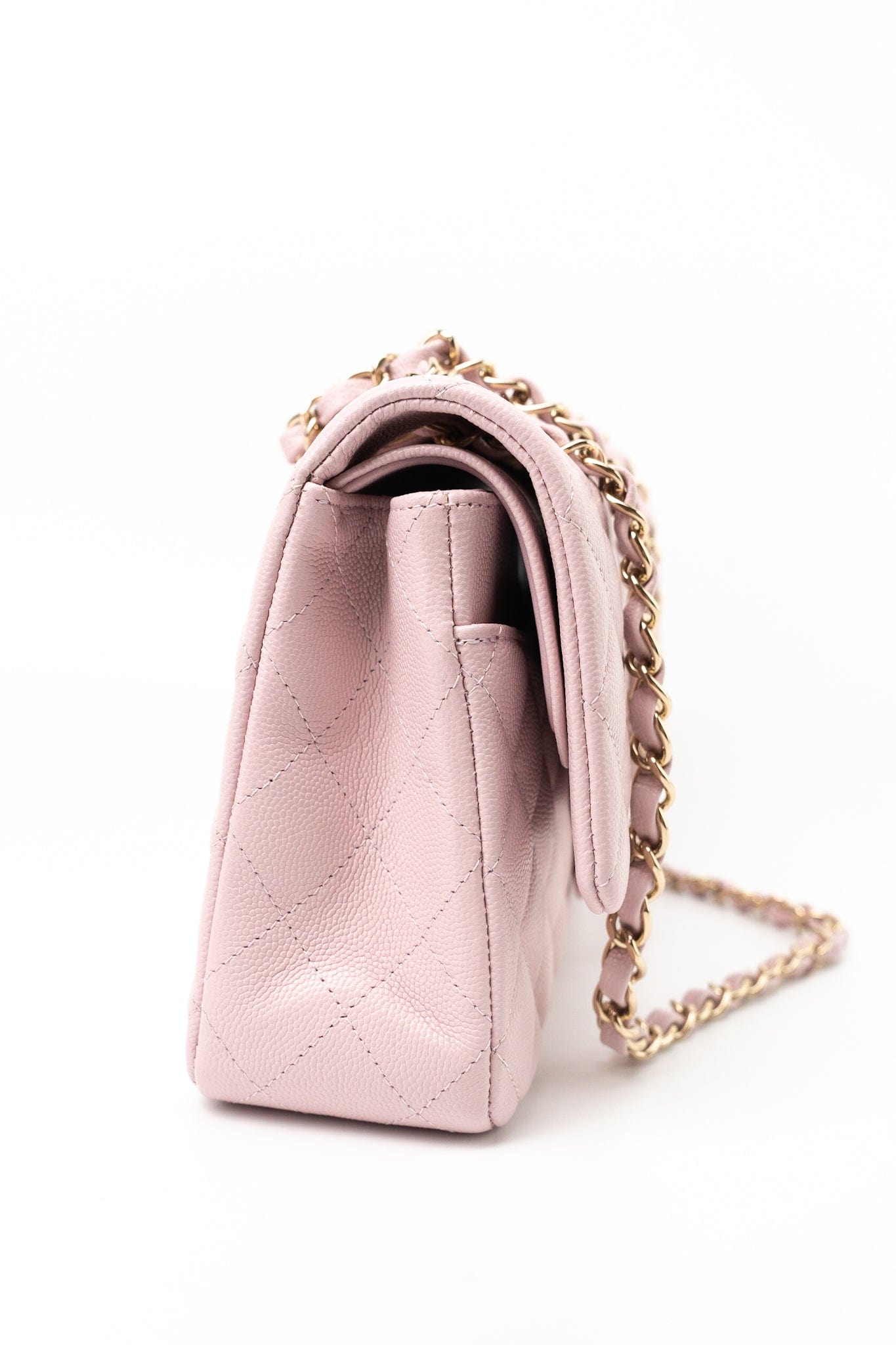 21S Pink Clair Caviar Classic Flap Quilted Medium LGHW