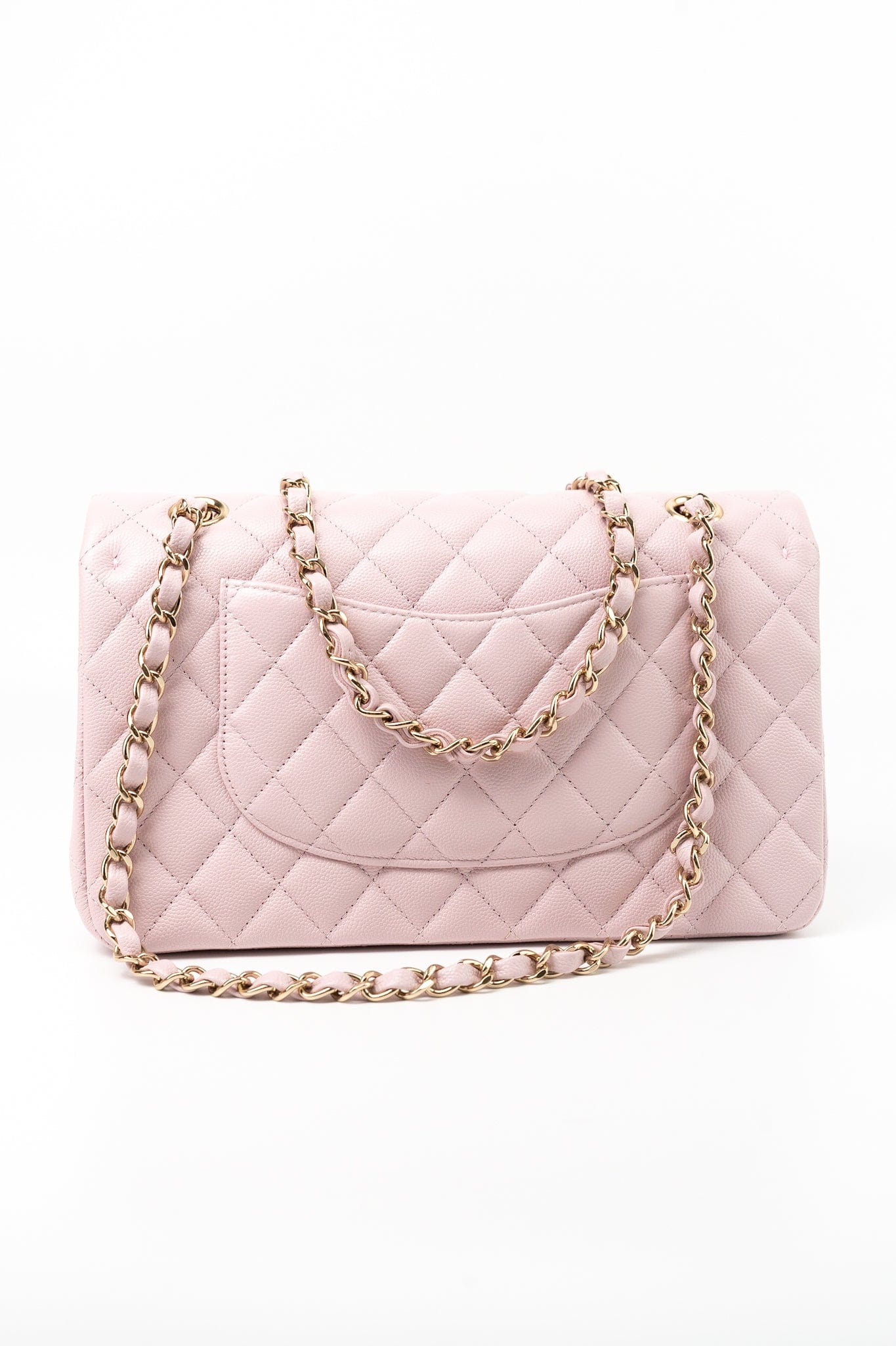 21S Pink Clair Caviar Classic Flap Quilted Medium LGHW