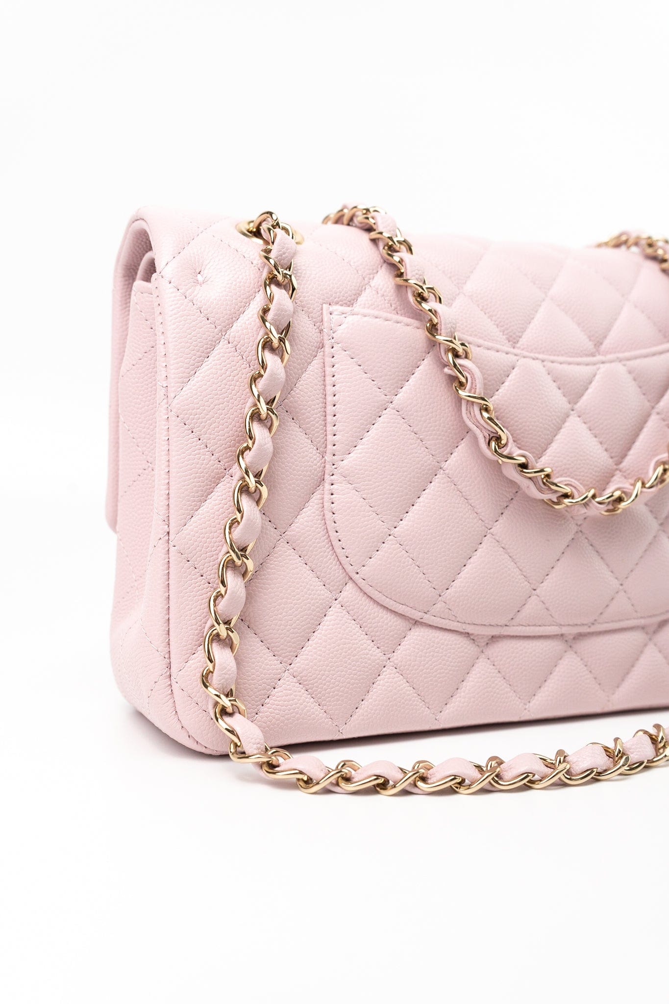 21S Pink Clair Caviar Classic Flap Quilted Medium LGHW