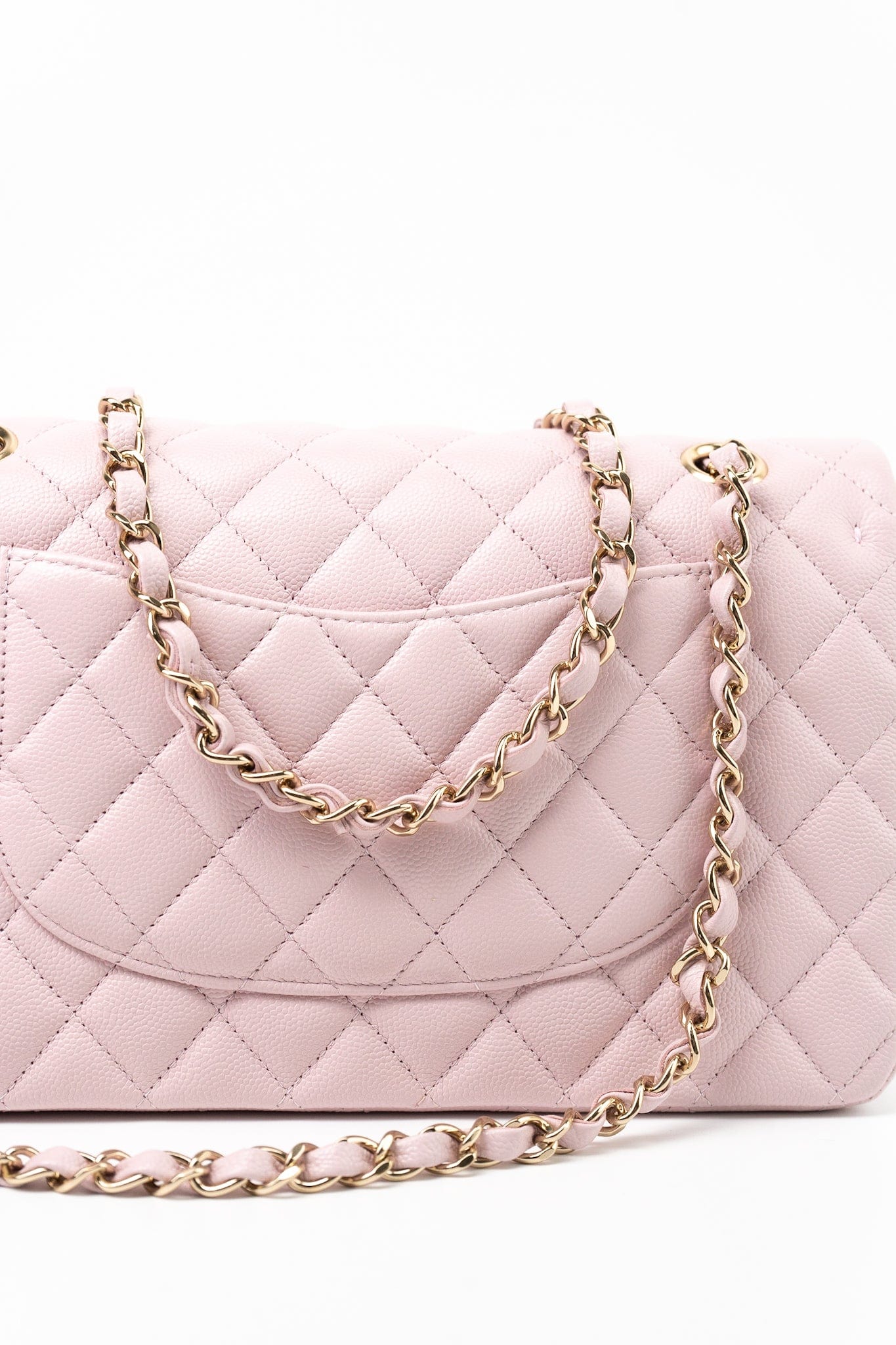 21S Pink Clair Caviar Classic Flap Quilted Medium LGHW