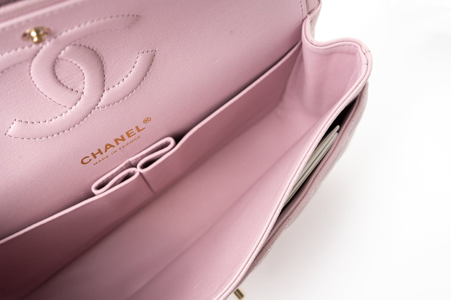 21S Pink Clair Caviar Classic Flap Quilted Medium LGHW