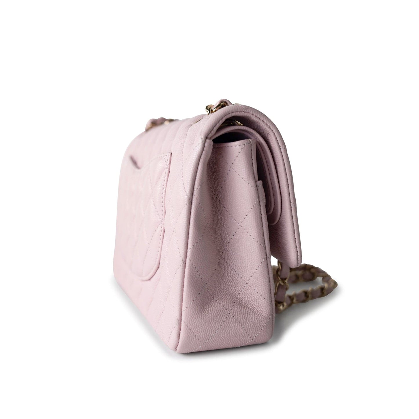 21S Pink Clair Caviar Classic Flap Quilted Medium LGHW