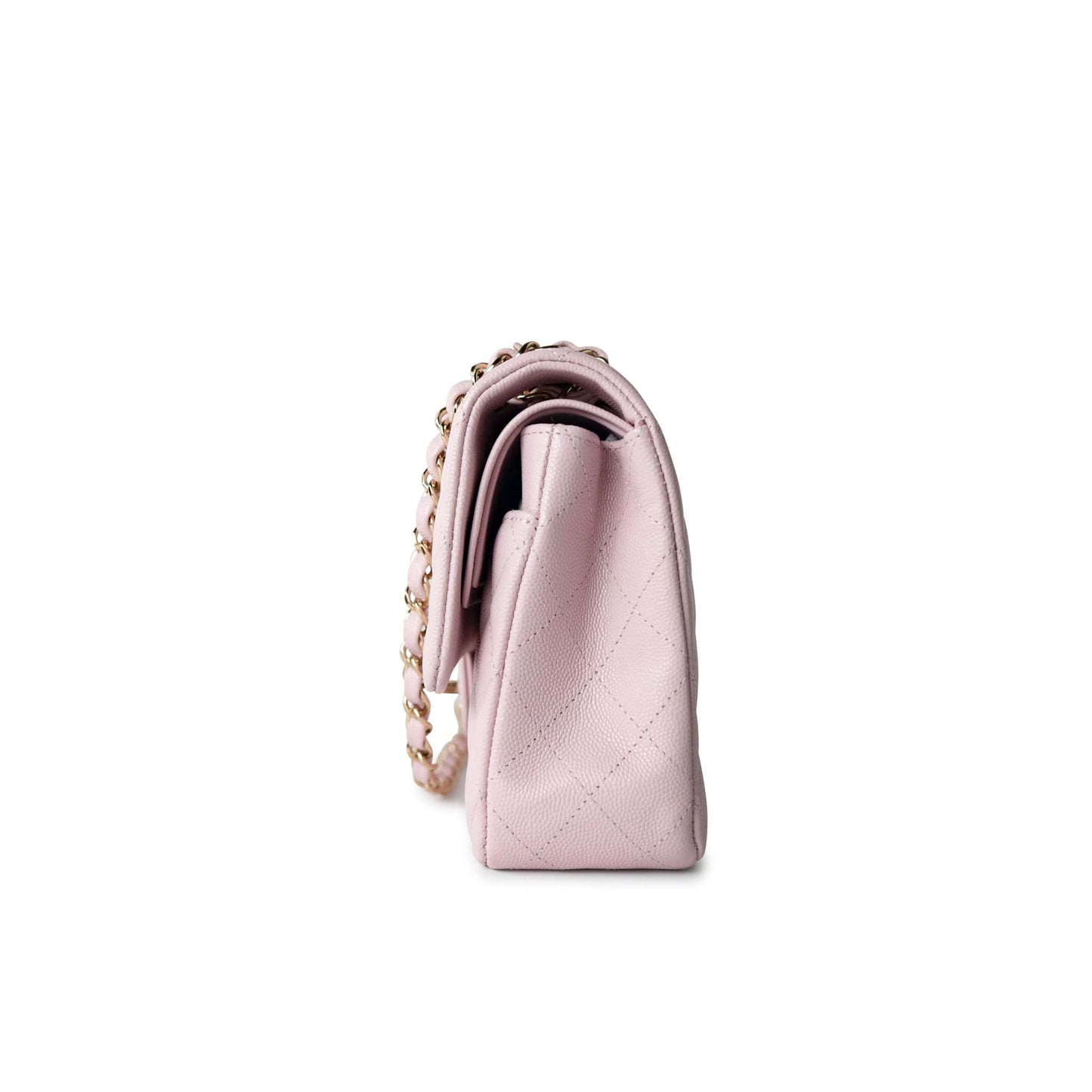 21S Pink Clair Caviar Classic Flap Quilted Medium LGHW