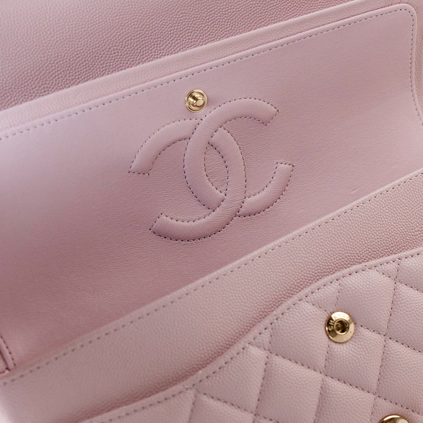 21S Pink Clair Caviar Classic Flap Quilted Medium LGHW