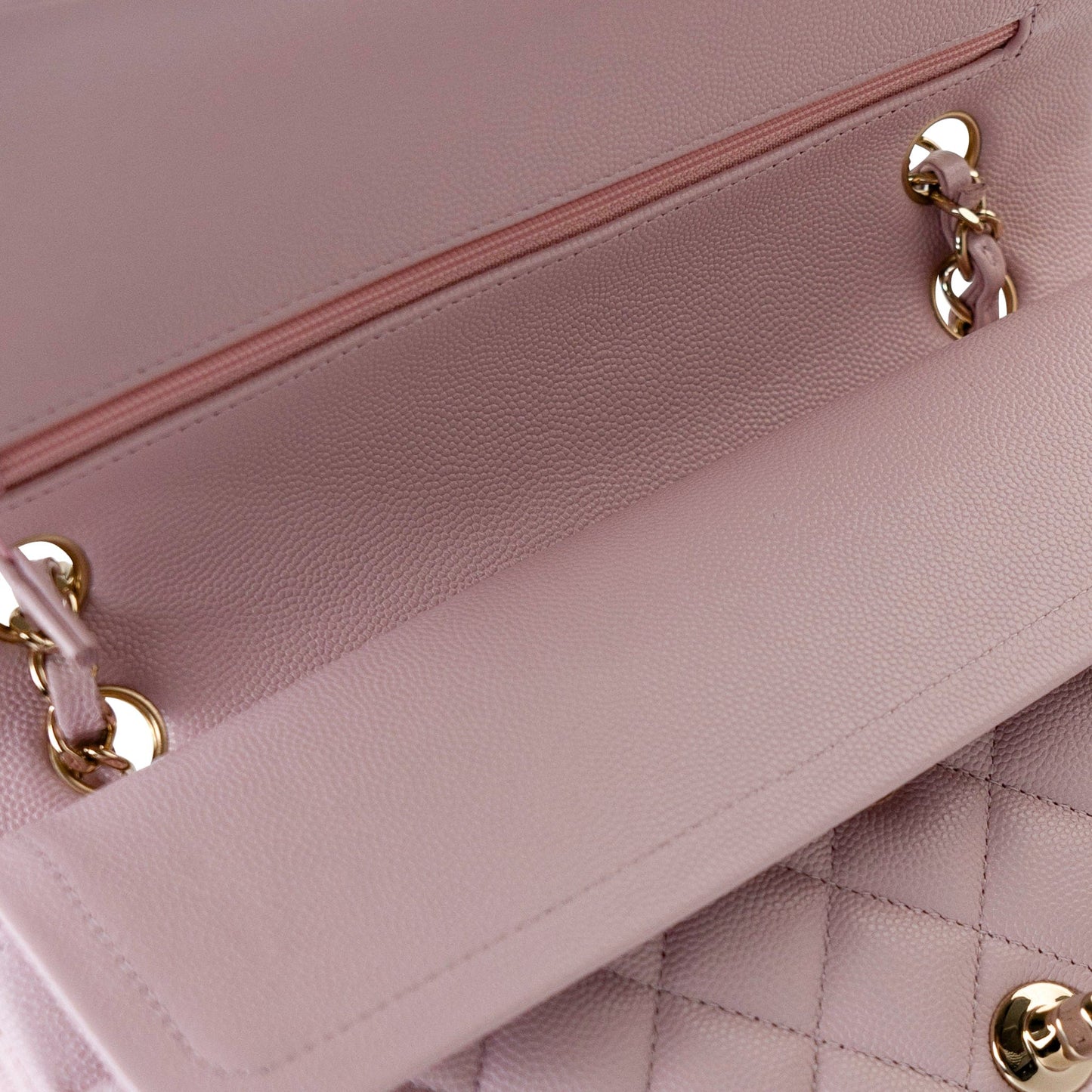 21S Pink Clair Caviar Classic Flap Quilted Medium LGHW
