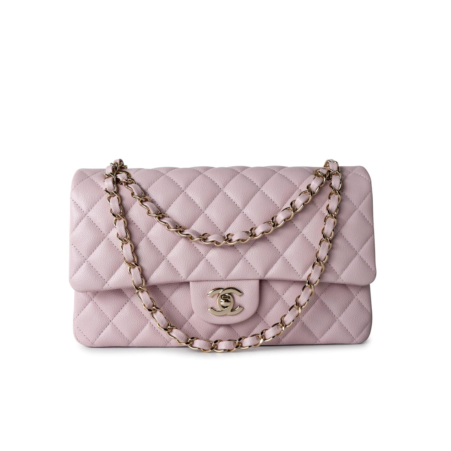 21S Pink Clair Caviar Classic Flap Quilted Medium LGHW