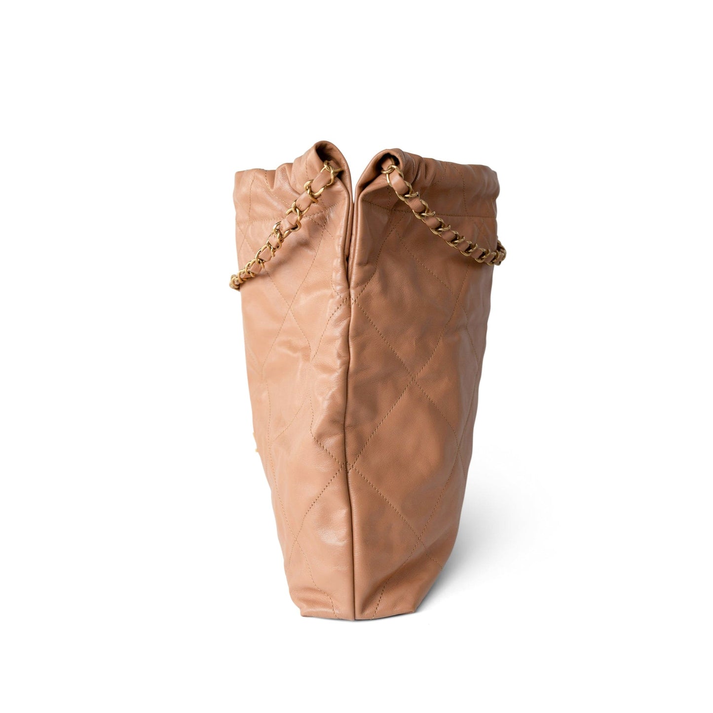 Caramel Calfskin Quilted 22 Hobo Bag Medium Antique Gold Hardware