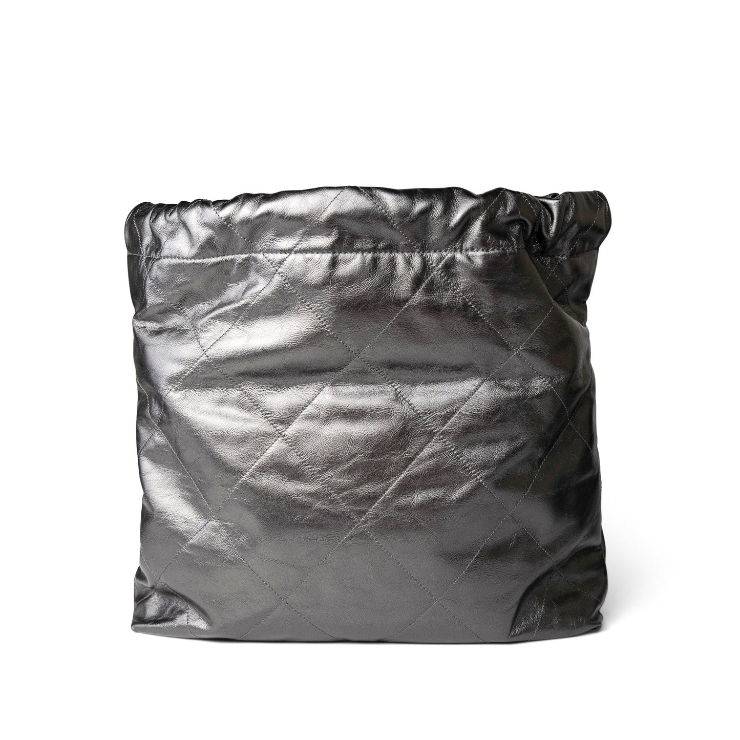 22A Metallic Dark Grey Medium 22 Calfskin Quilted Hobo Bag Antique Gold Hardware