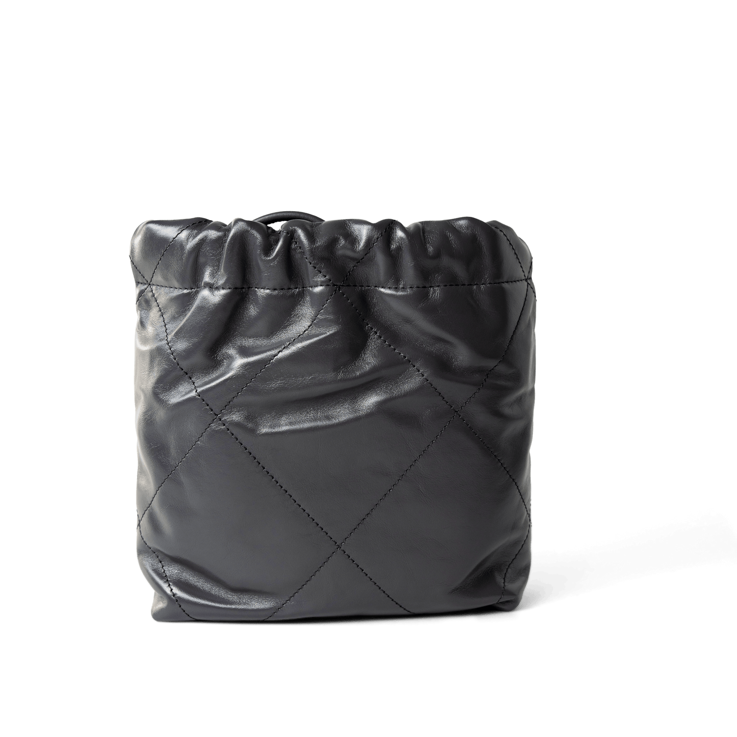 23B Dark Grey Calfskin Quilted Mini 22 Bag Antique Gold Hardware