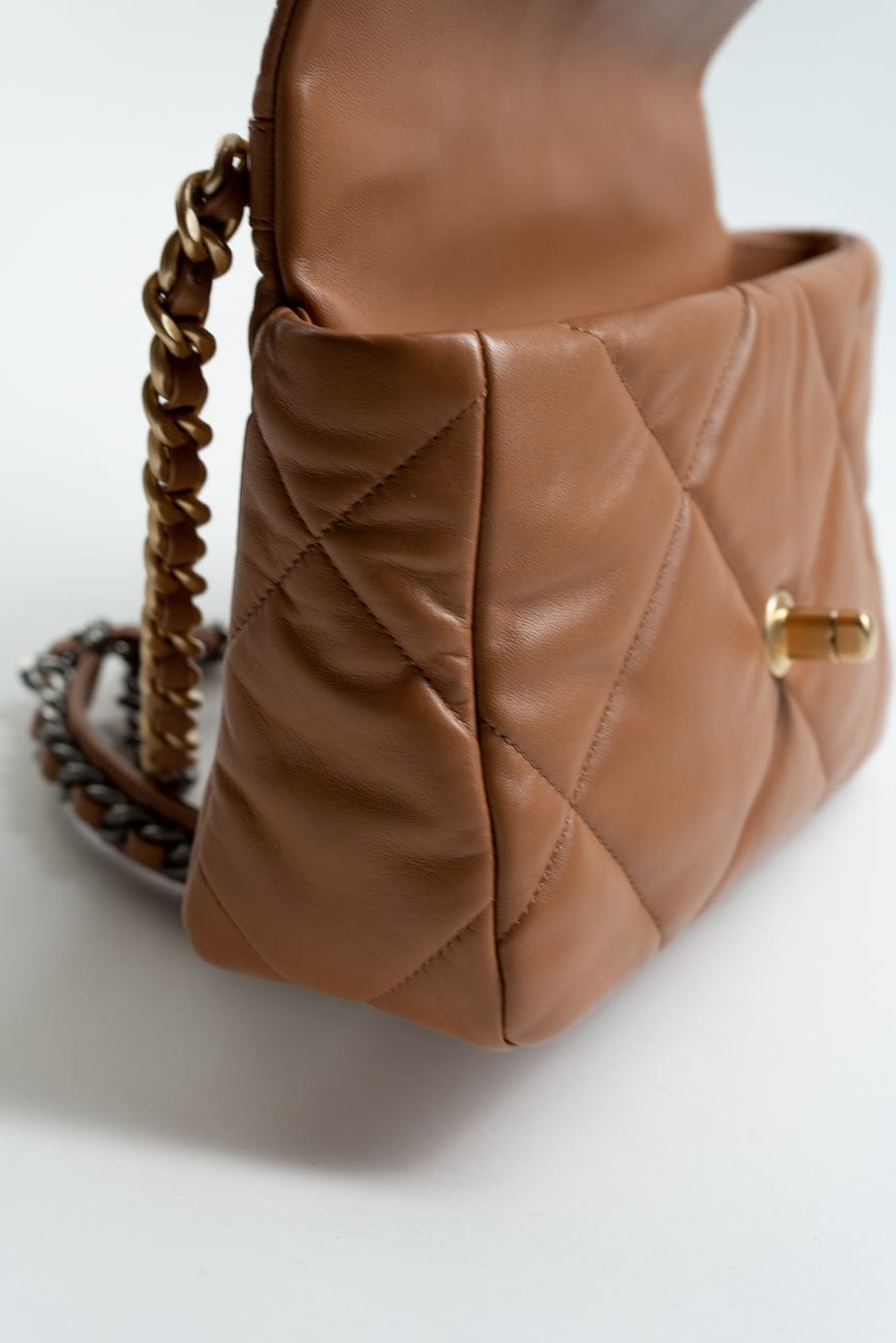 22A Caramel / Light Brown Lambskin Quilted 19 Flap Small MHW
