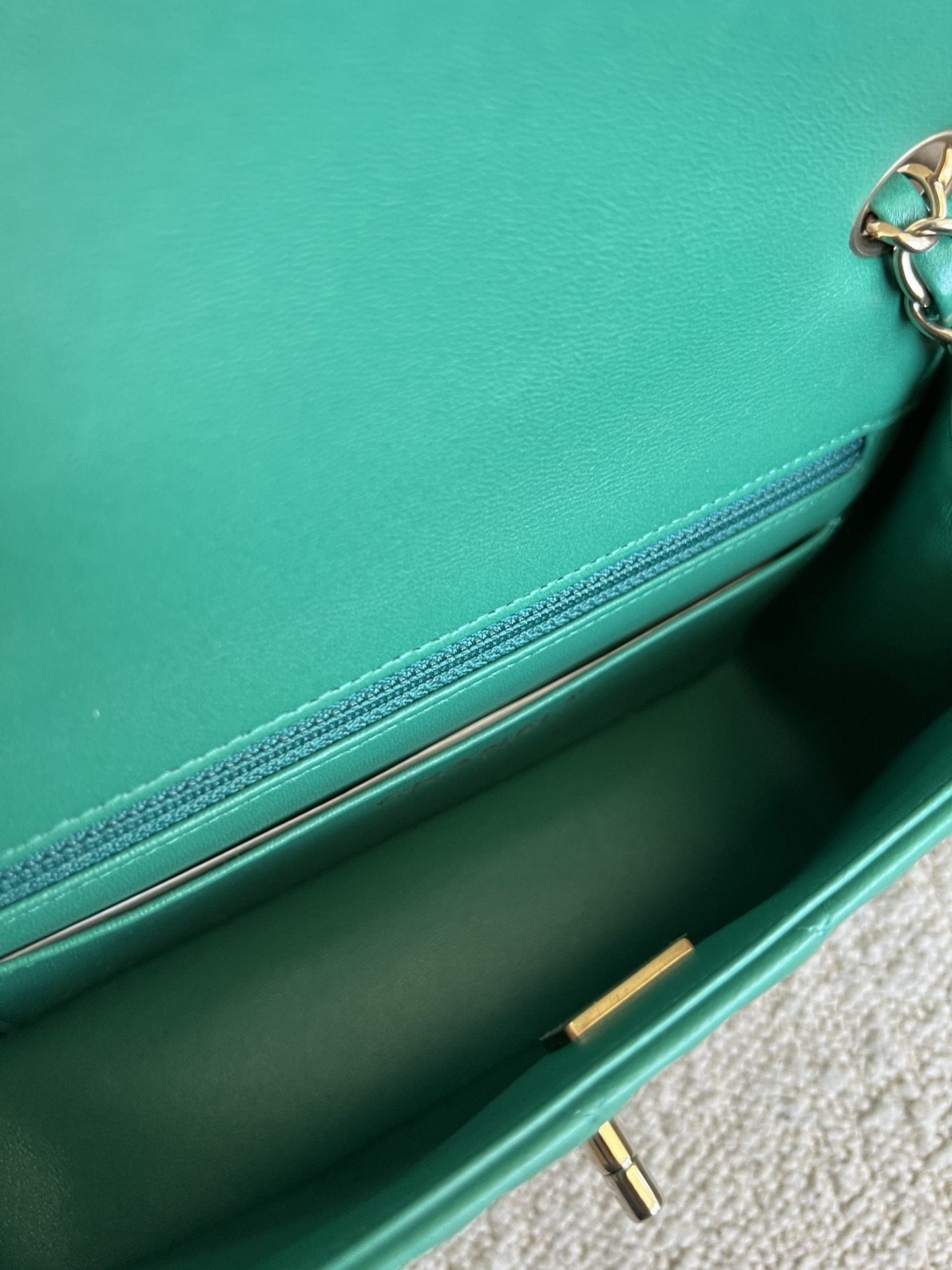 22A Green Mini Rectangular Lambskin Quilted LGHW