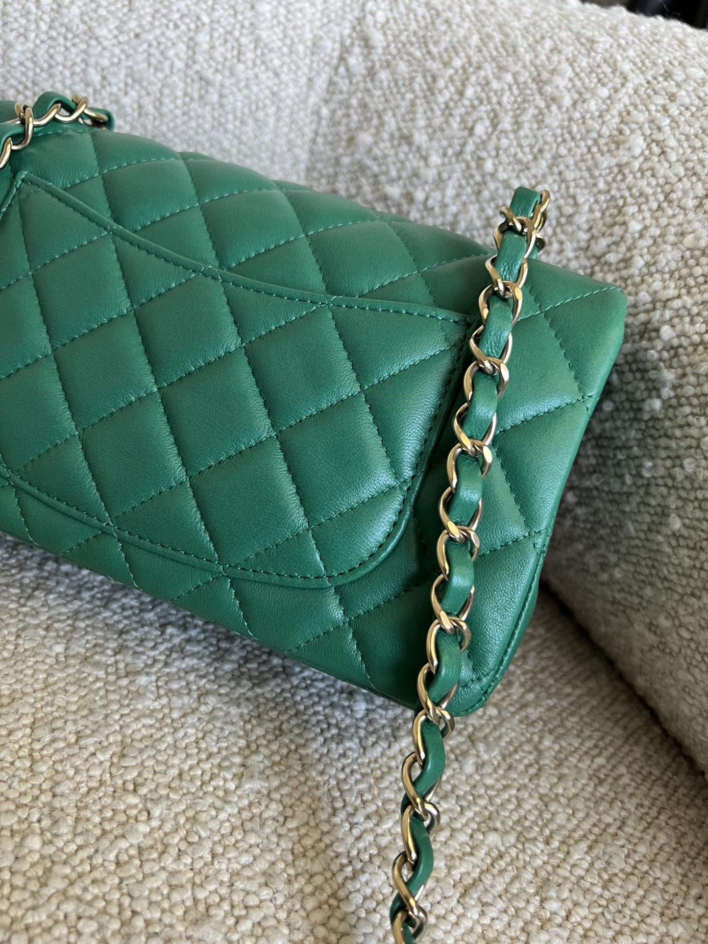 22A Green Mini Rectangular Lambskin Quilted LGHW